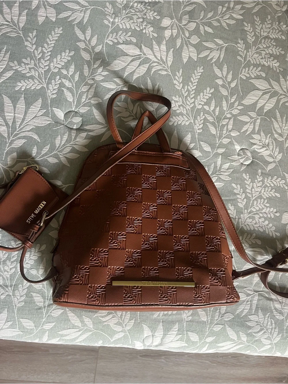 Steve Madden Chestnut Embossed Mini Backpack with Cardholder